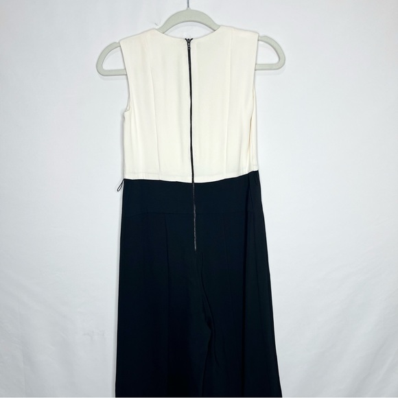 Narciso Rodriguez Silk & Scuba Two Toned Sleeveless Wide Leg Jumpsuit - Picture 5 of 5